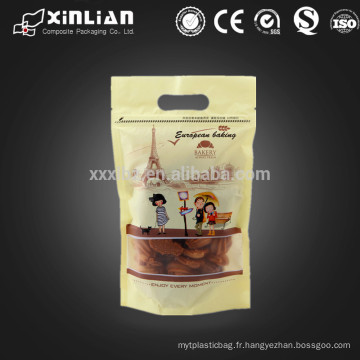 Fini matte auto stand up cheap cookie packaging with clear window